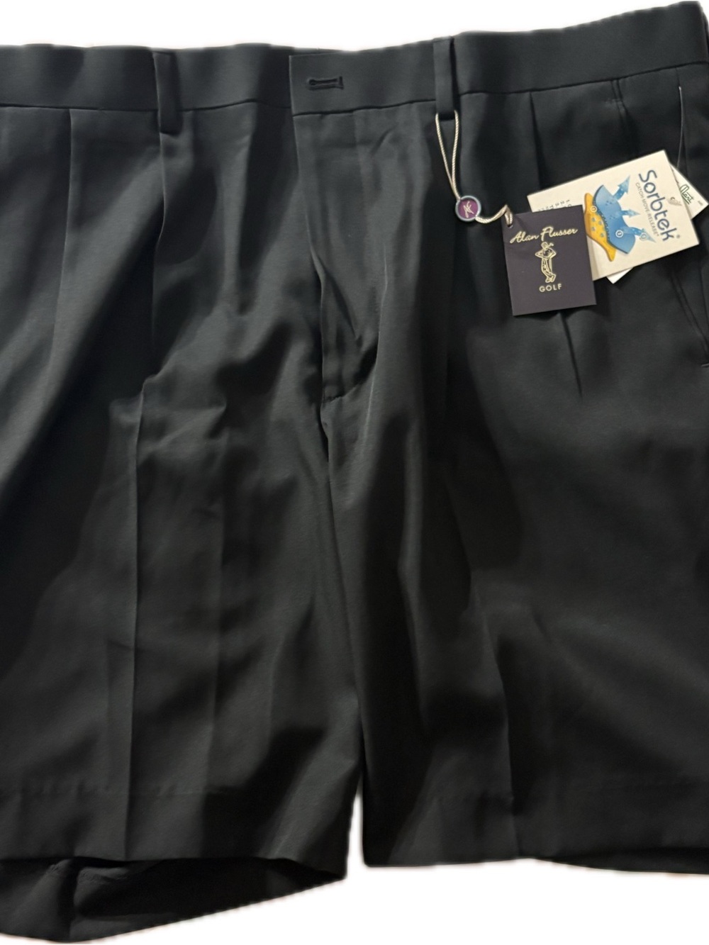 Alan Flusser Black Flat-Front Golf Shorts
